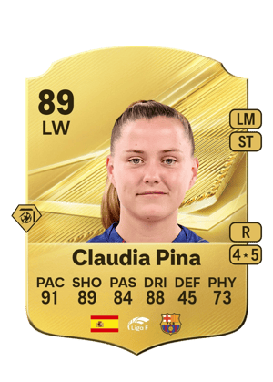 89-rated Claudia Pina, Gold, LW, EA FC 27