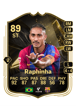 89-rated Raphinha, Team of the Week, ST, EA FC 27